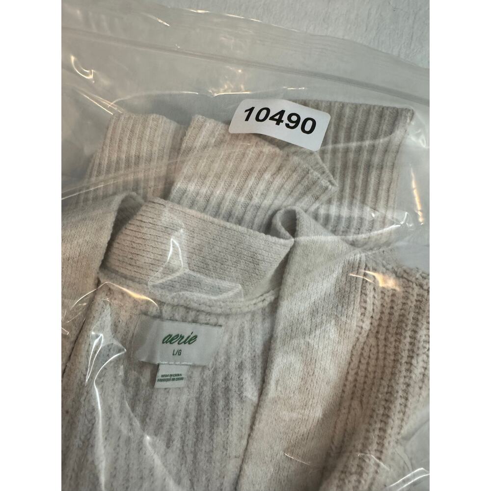 Aerie Wide Rib Oversized Cardigan Grandpa Cream Oatmeal Cotton Blend L fits 2X - Picture 9 of 9